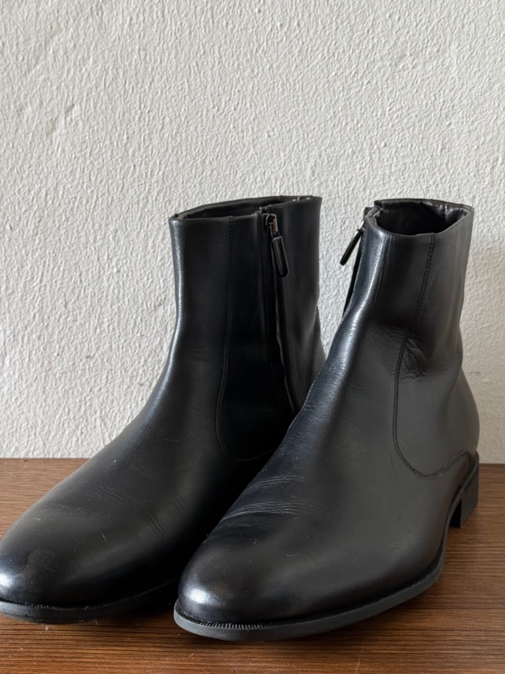 Bruno Magli Black Leather Side Zip Ankle Boots Men's Size 11.5 Made in Italy